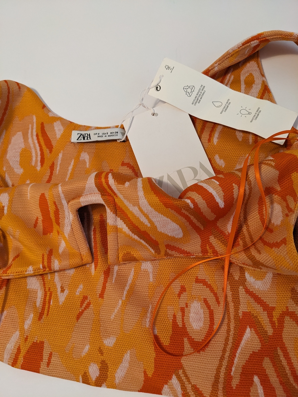 Zara Orange & Cream Abstract Knit Tank - Picture 9 of 10